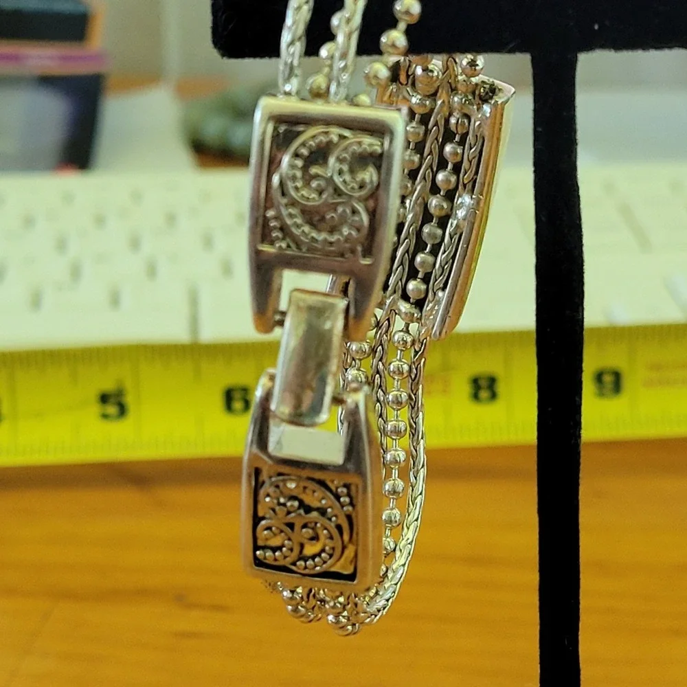 Vintage Signed NAPIER Aries Zodiac Multi Strand Silver Tone Bracelet